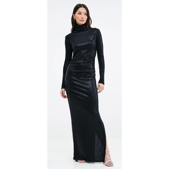 Marcella Baxter Metallic Shimmer Turtleneck Turtleneck Stretch Maxi Dress - XS - Picture 1 of 10